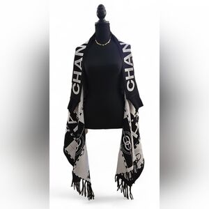 Chic Black and White Designer Scarf/ Cardigan